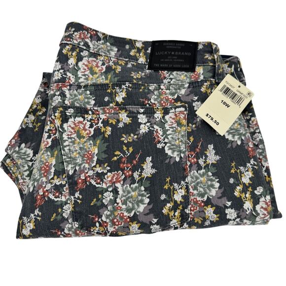 Lucky Brand Jeans Womens 18 W (40x25.5) Floral Lolita Crop Mid Rise Curvy NEW - Picture 1 of 11